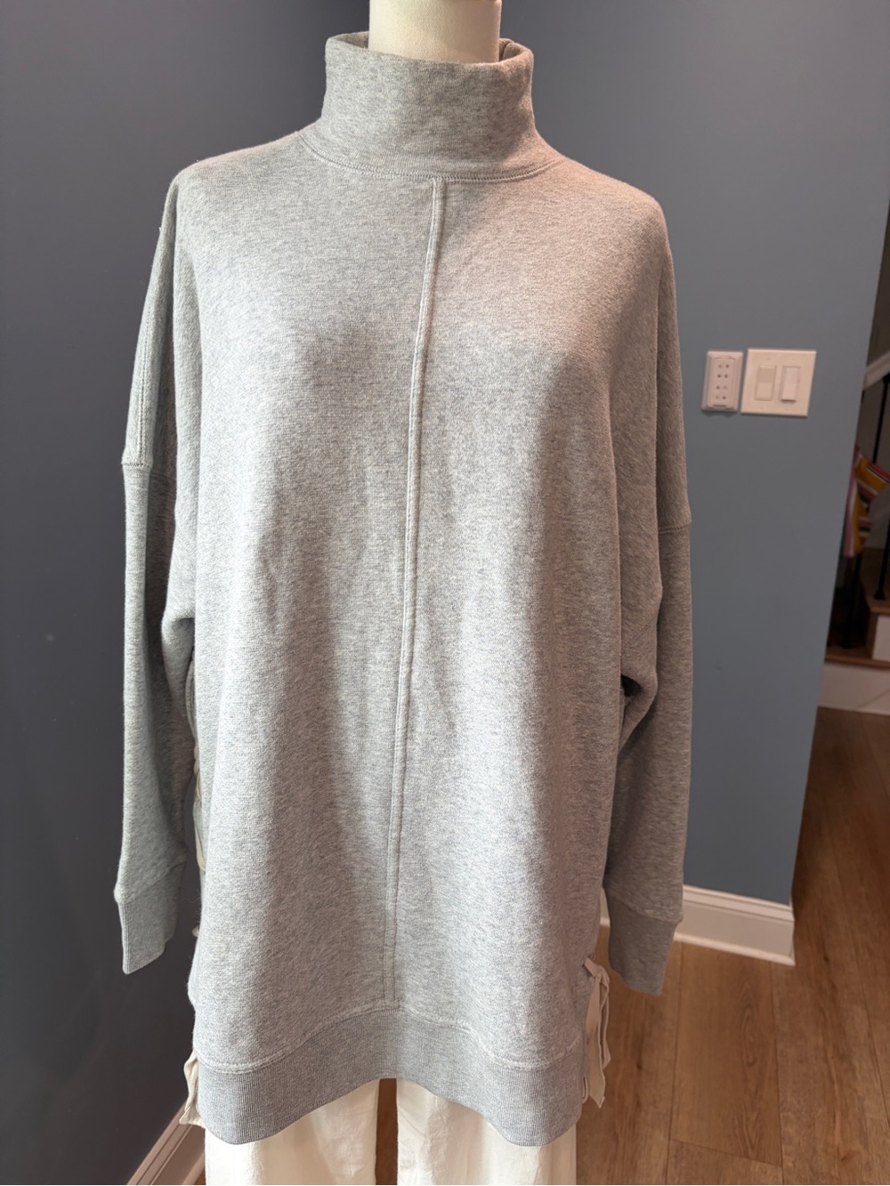 Free People So Plush Pullover Sweater Gray Lace Up Side Turtleneck XS - Picture 2 of 8